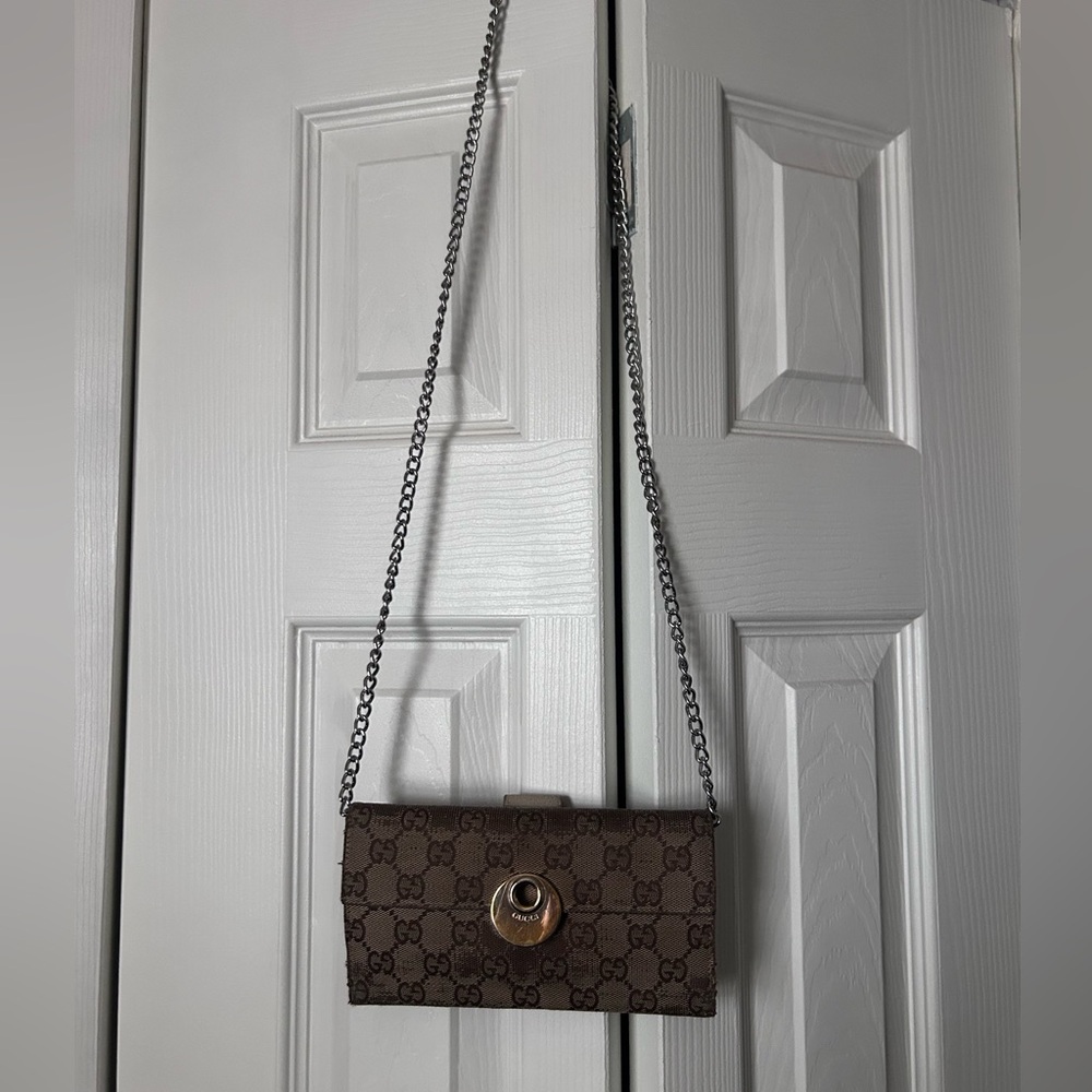 Authentic Vintage Gucci Monogram Brown Crossbody Bag